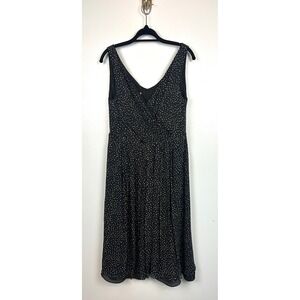 Talbots Petites Silk Polka Dot Dress 12 Black Cream V-Neck Romantic Vintage
